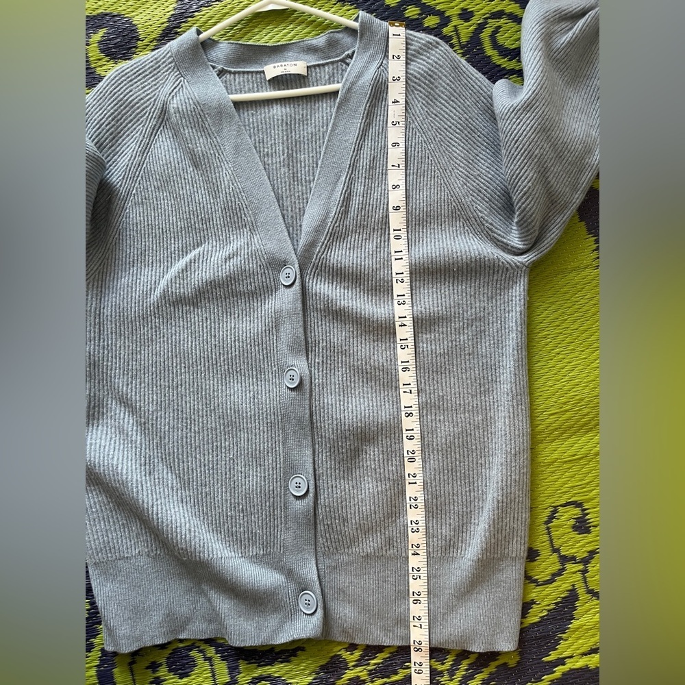 ARITZIA BABATON BESPOKE WOOL & LINEN BLEND CARDIGAN SIZE MEDIUM LIGHT BLUE - Picture 10 of 10